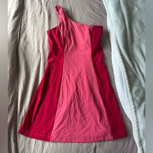 Outdoor Voices Pink and Red One Shoulder Tennis Dress